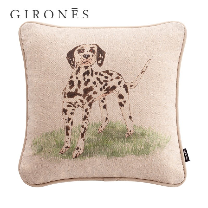 GIRONES进口西班牙卡通可爱斑点狗简约家居沙发方形抱枕靠垫Polly