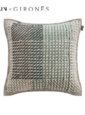 西班牙GAN纯手工高档柔软舒适绿色方形样板间沙发抱枕靠垫靠包