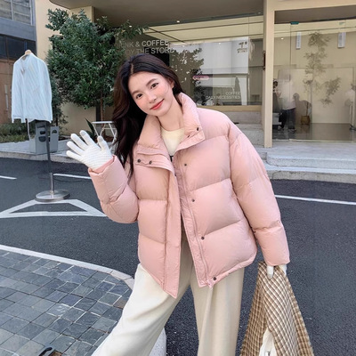羽绒服女2025冬季简约立领百搭面包服短款小个子韩版保暖外套防寒