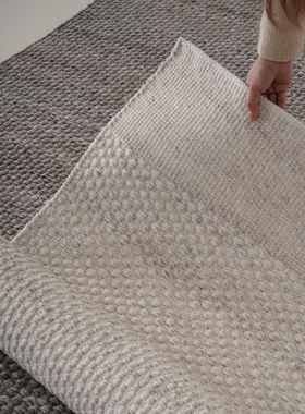 伽音/艾玛进口无胶手工编织地毯 客厅卧室中古风百搭灰色可水洗