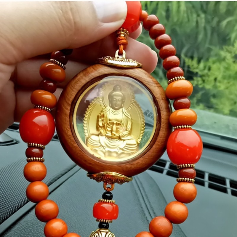 中国传统风格汽车挂件仿木质车挂2024新款车挂摆件吉祥精雕