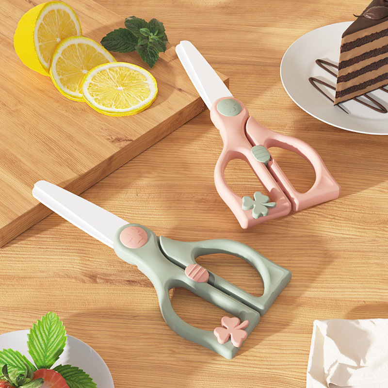 宝宝辅食剪刀家用婴儿食物剪安全锁扣厨房剪厨用儿童陶瓷剪刀