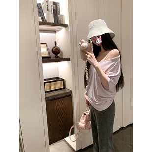 CHAN 软糯V领白色短袖 NAYA 夏季 上衣 t恤女2025新款 宽松减龄薄款