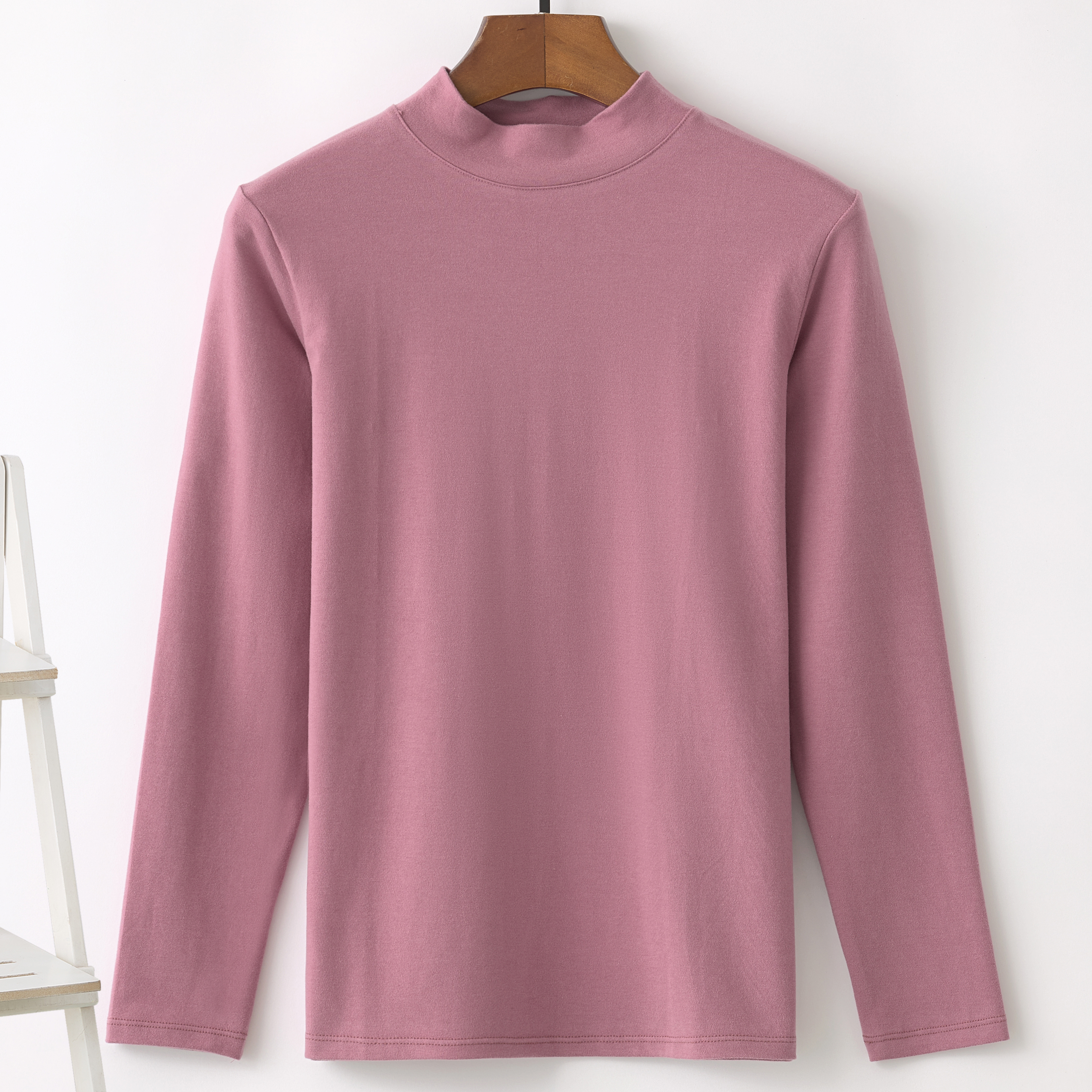 女士半高领德绒长袖秋衣中厚