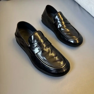 狼行族真皮休闲皮鞋男款2026新款男鞋子一脚蹬男鞋开车软底豆豆鞋