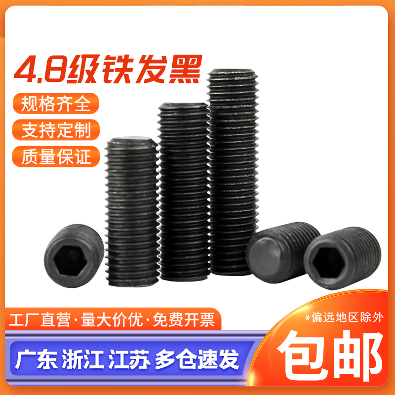 4.8细牙紧定螺钉内六角平端机米