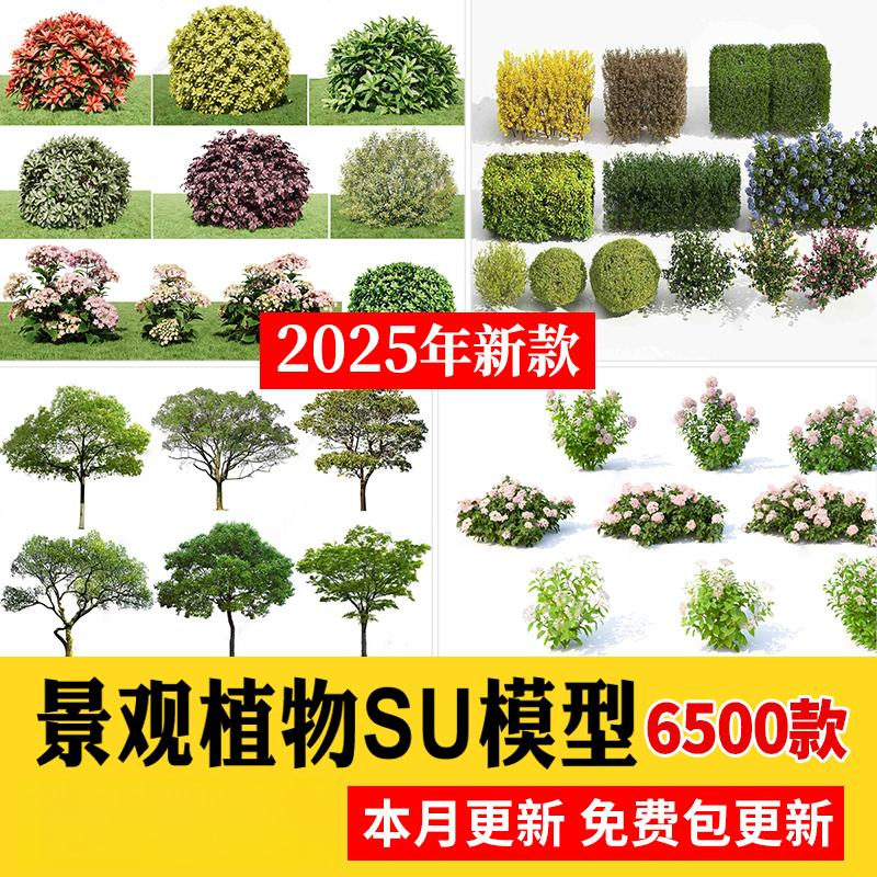 园林景观庭院植物三维真实花草树木乔木花卉灌木草图大师SU模型库