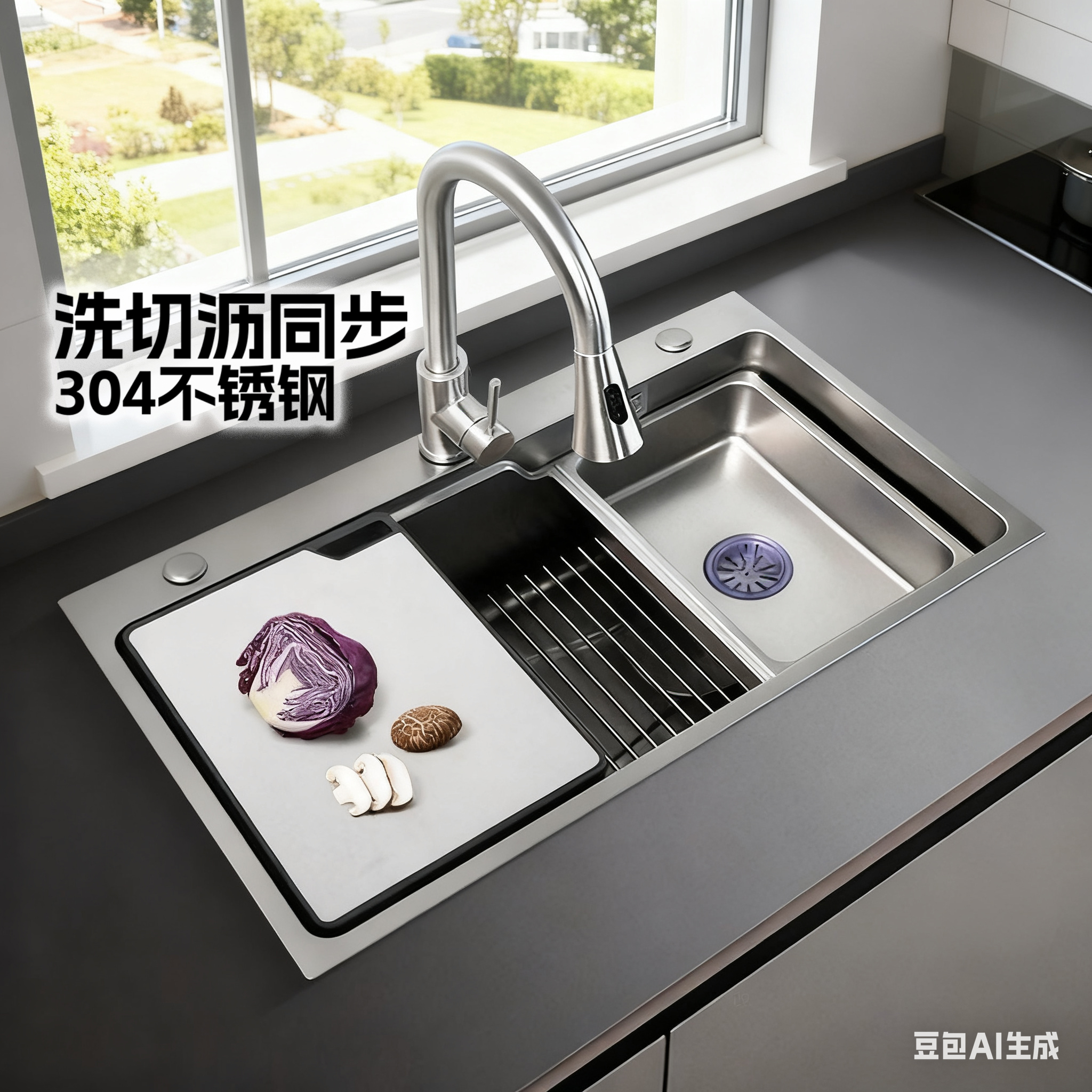 左邻水槽小米粒压纹304不锈钢