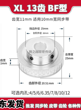 EAF/C-ATP现货同步轮XL13齿宽11BF型带凸台阶037梯形齿内孔4-10mm