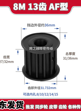 BLA188M13齿250槽宽27/32AF型两面平S45C碳钢同步轮300内孔8-15mm