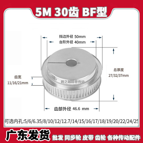 同步带轮5M30齿宽11/16夹持型夹紧型抱紧式HTCPA/EDA01内孔8-25mm