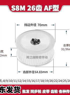 ECFS8M26齿宽27/32免键轴衬250同步轮AF型300胀紧涨套内孔8-25mm