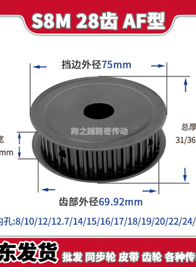 EBL/HTPT同步轮S8M28齿铁槽宽32AF型45#碳钢发黑300内孔8-30mm