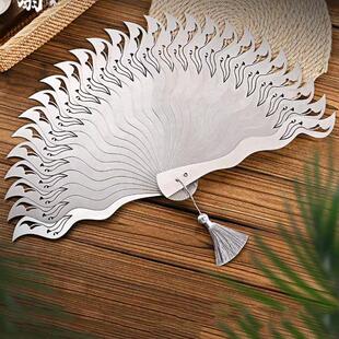 9寸全金属合金扇子功夫飞羽片不锈钢武器暗器武侠钢折扇男士夏季