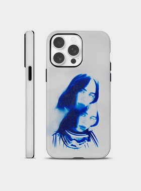 BillieEilish蓝色墨水涂鸦艺术小众高级感适用于苹果16pro手机壳