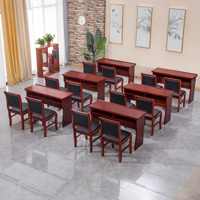 双人会议桌长条桌课桌桌椅12米油漆条桌实木皮组合培训会议室
