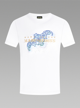 JEDOSS/爵迪斯男装2026春季新款简约字母LOGO烫钻刺绣短袖T恤030