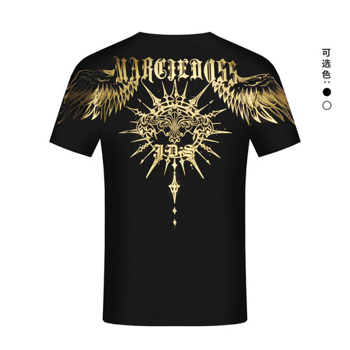 JEDOSS/爵迪斯男装2026春季新款烫金翅膀胶印潮流短袖T恤BZ030