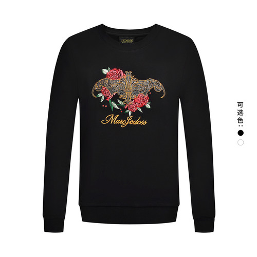 JEDOSS/爵迪斯男装秋冬新款经典LOGO刺绣加绒套头卫衣AM018