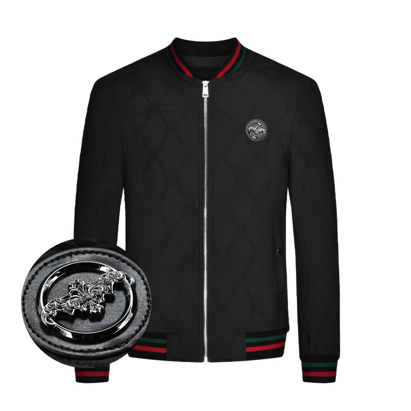 JEDOSS/爵迪斯男装秋冬专柜新款简约皮质金属胸标夹克外套215