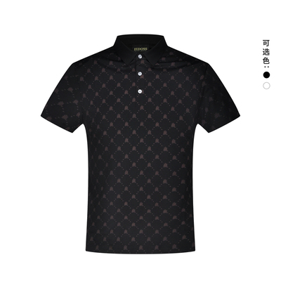 JEDOSS/爵迪斯男装2025春夏新款字母满印老花时尚短袖POLO衫MS109