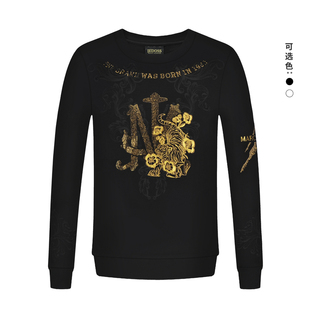 JEDOSS/爵迪斯男装秋冬新款老虎金线刺绣圆领套头卫衣HM113BS
