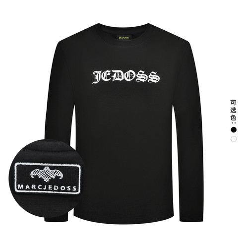 JEDOSS/爵迪斯男装秋冬新款简约字母植绒基础款长袖T恤BS039