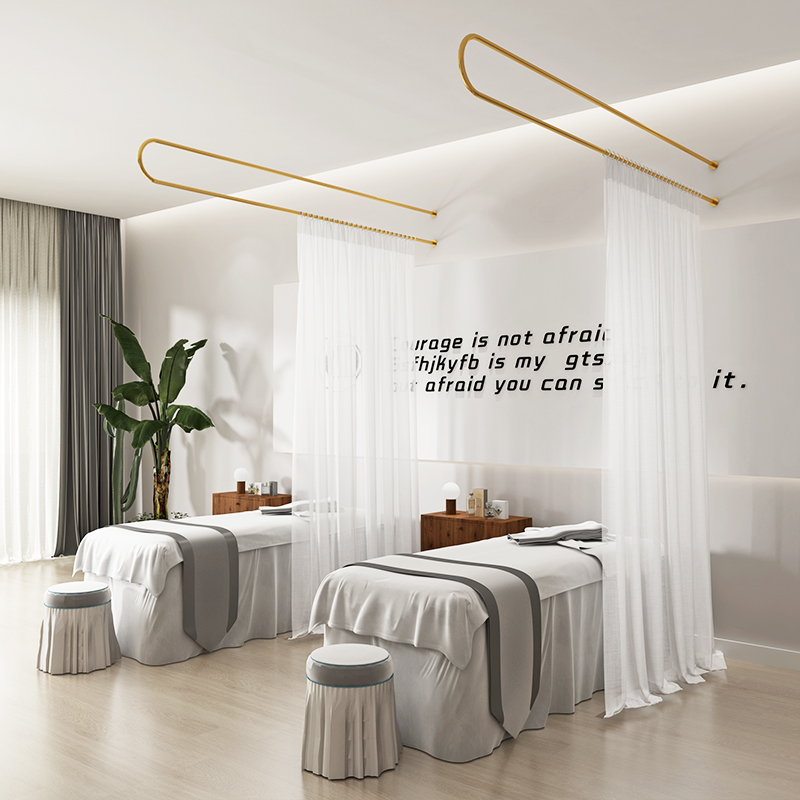 简约长杆拉帘美容院隔断中闽芸尚