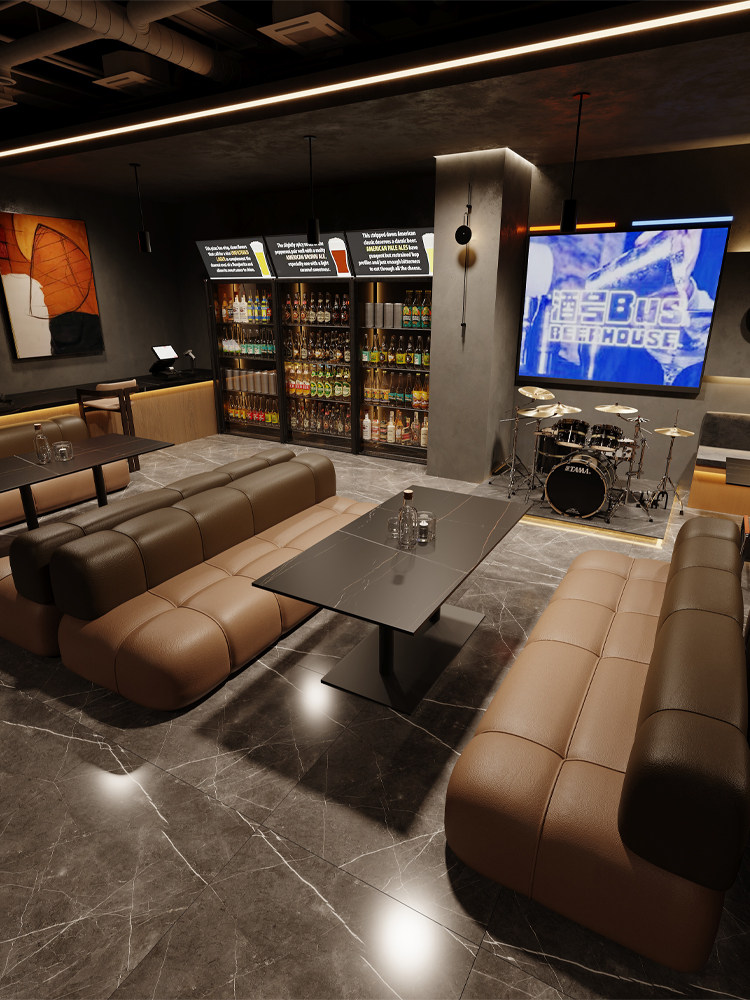 奶茶店桌椅咖啡厅清吧餐桌椅组合酒吧卡座沙发售楼处洽谈接待桌椅