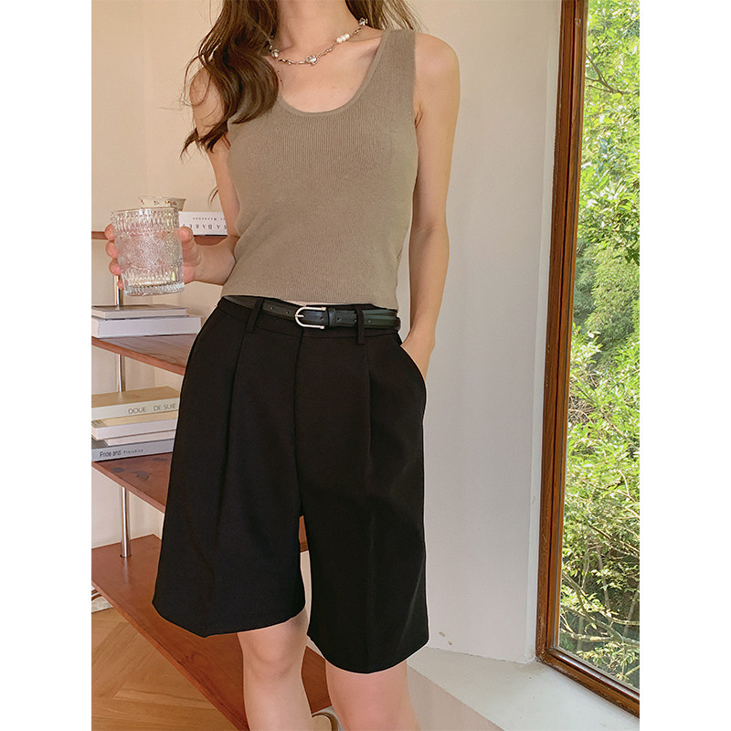 enjoyme女装短款阔腿裤女2022新款韩版宽松百搭显瘦短裤休闲西裤