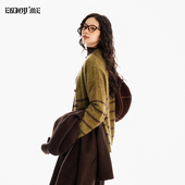 复古条纹V领针织衫 女冬季 新品 ENJOYME商场同款 慵懒风显瘦减龄开衫