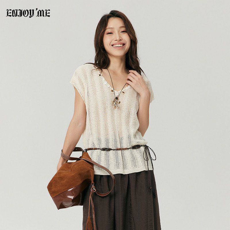 ENJOY韩版贝壳针织网纱裙套装女
