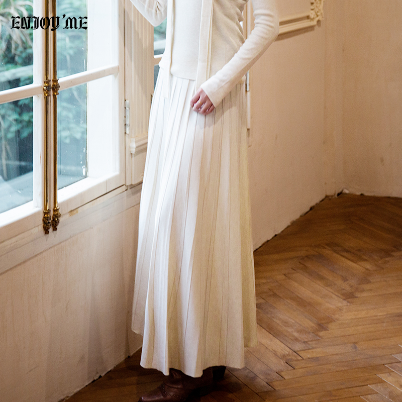 ENJOYME松紧腰百褶半身裙