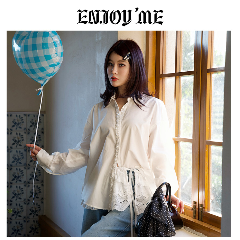 ENJOYME商场同款韩版拼接衬衫女