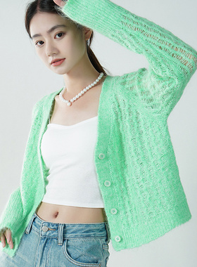 ENJOYME商场同款纯色针织衫女秋季慵懒宽松显瘦毛衣外套V-C13006