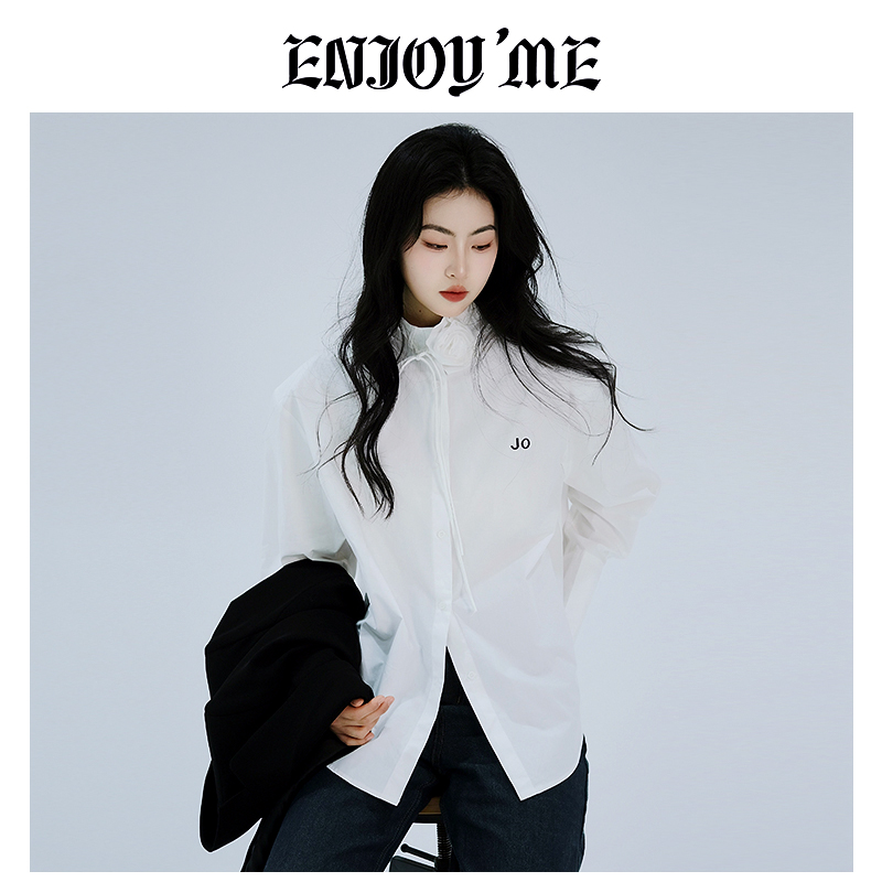ENJOYME立领衬衫女设计感上衣