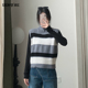 慵懒风半高领保暖无袖 ENJOY门店同款 拼色条纹针织马甲女冬季 上衣