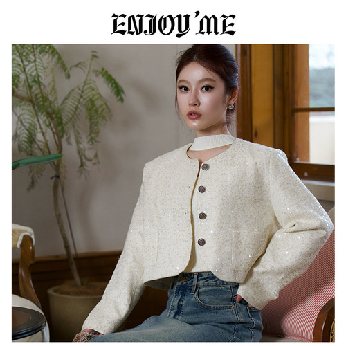 ENJOYME小香风外套女短款上衣
