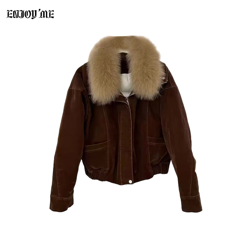 ENJOYME商场同款毛领羽绒派克服女2026春季保暖拉链长袖短款外套,女装/女士精品,短外套,淘宝优惠券,粉丝福利购,淘宝优惠卷