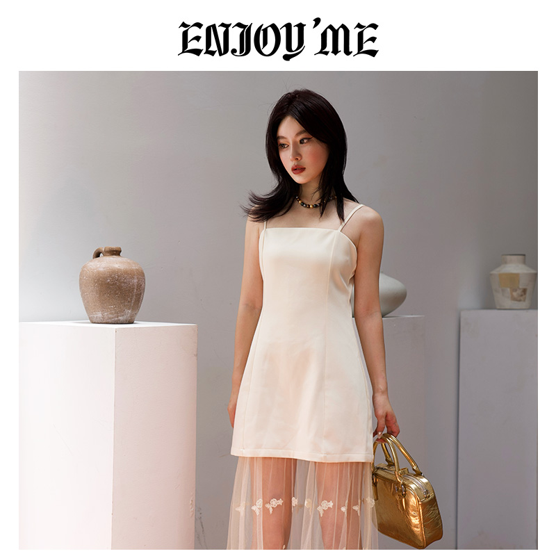 ENJOYME商场同款法式吊带连衣裙
