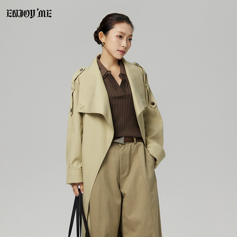 ENJOY秋季收腰显瘦长款风衣女