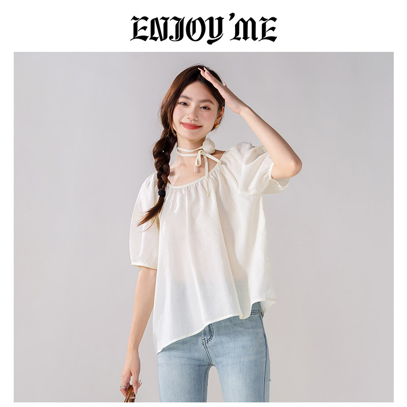 ENJOYME商场同款法式泡泡袖衬衫