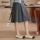 春季 ENJOY商场同款 灰色百褶半身裙女中长款 A字裙高腰显瘦百搭裙子