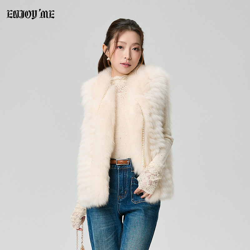 ENJOY轻奢狐狸毛短款马甲女秋冬