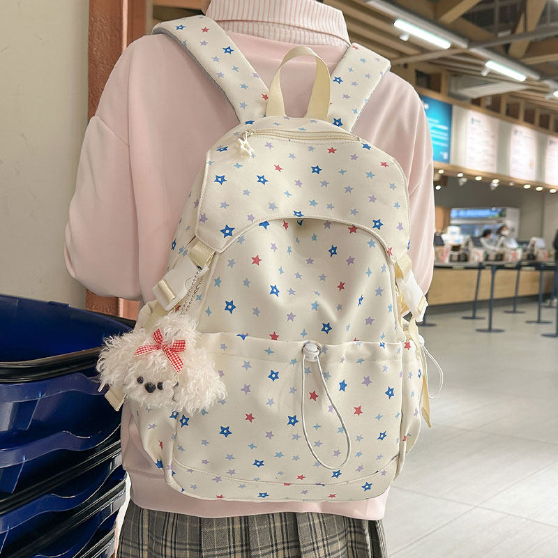 可爱少女风星星双肩包女初高中学生大容量高颜值书包轻便旅游背包