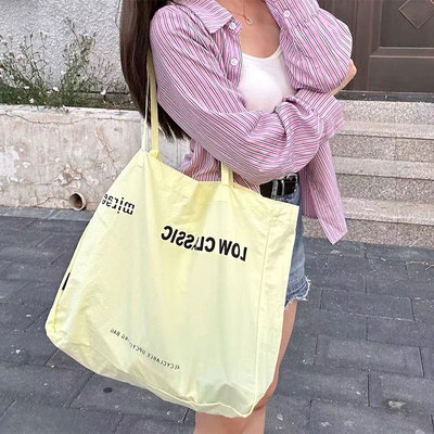迪丽热巴同款黄色简约百搭帆布包