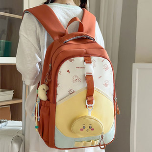 韩版可爱书包女初高中生高颜值小众撞色双肩包大容量旅行减负背包