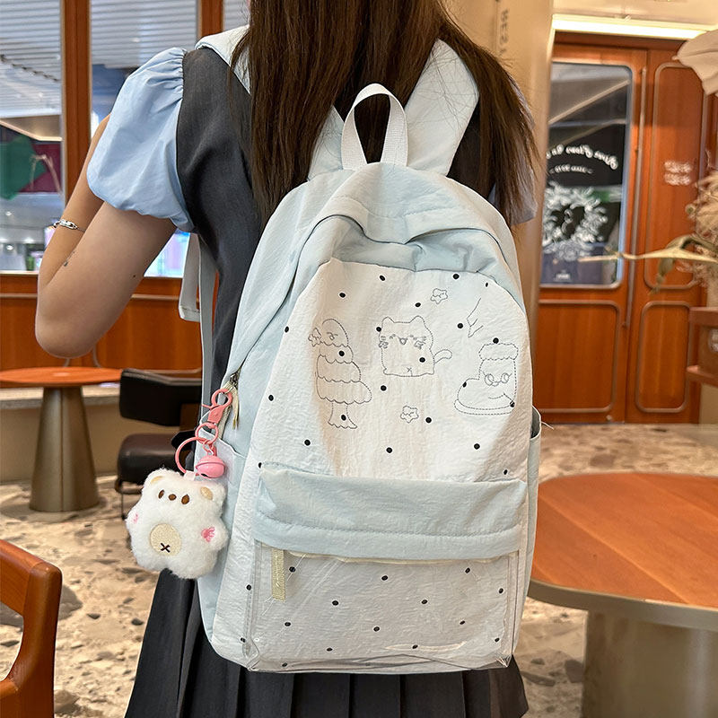 可爱卡通小猫双肩包女高颜值痛包少女心简约书包轻便旅行电脑背包