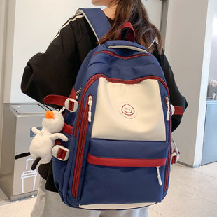 书包女ins风韩版高中初中生大容量休闲双肩包中学生简约减负背包