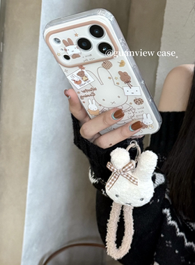 适用oppoA58手机壳A1A2A3A5A6pro毛绒米菲兔a97a96a93a92s毛茸手绳a55a57a53秋冬A72a79a77卡通a32A11女A35新